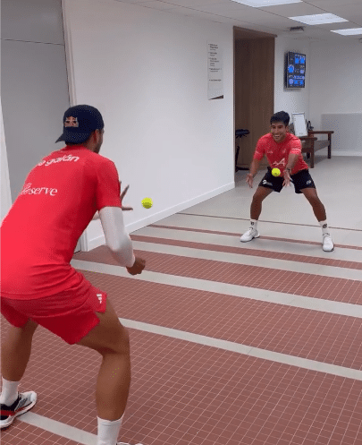 Chingotto et Galan échauffement